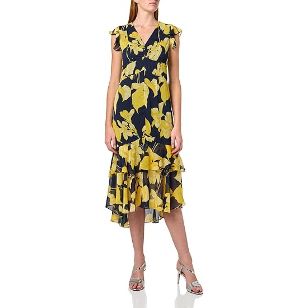 Tommy Hilfiger Women's High-Low Flutter Dress - Sky Captain/Snapdragon, Size 8