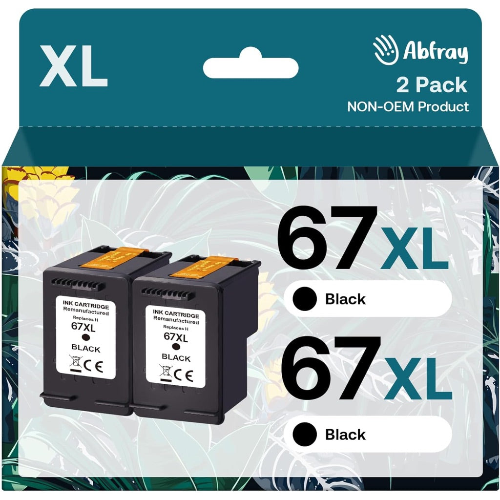 Abfray Reman 67XL Ink Cartridges for HP Envy 6055e 6055 6052 6075 6455e 6455 6475 - 2 Pack (Black)