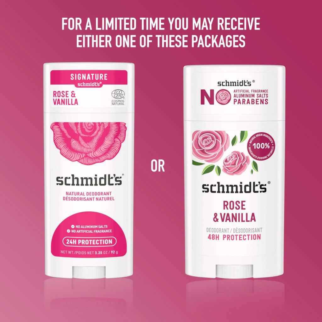 Schmidt's Aluminum-Free Vegan Deodorant Rose & Vanilla with 24 Hour Odor Protection 2 Ct , 2.65 oz