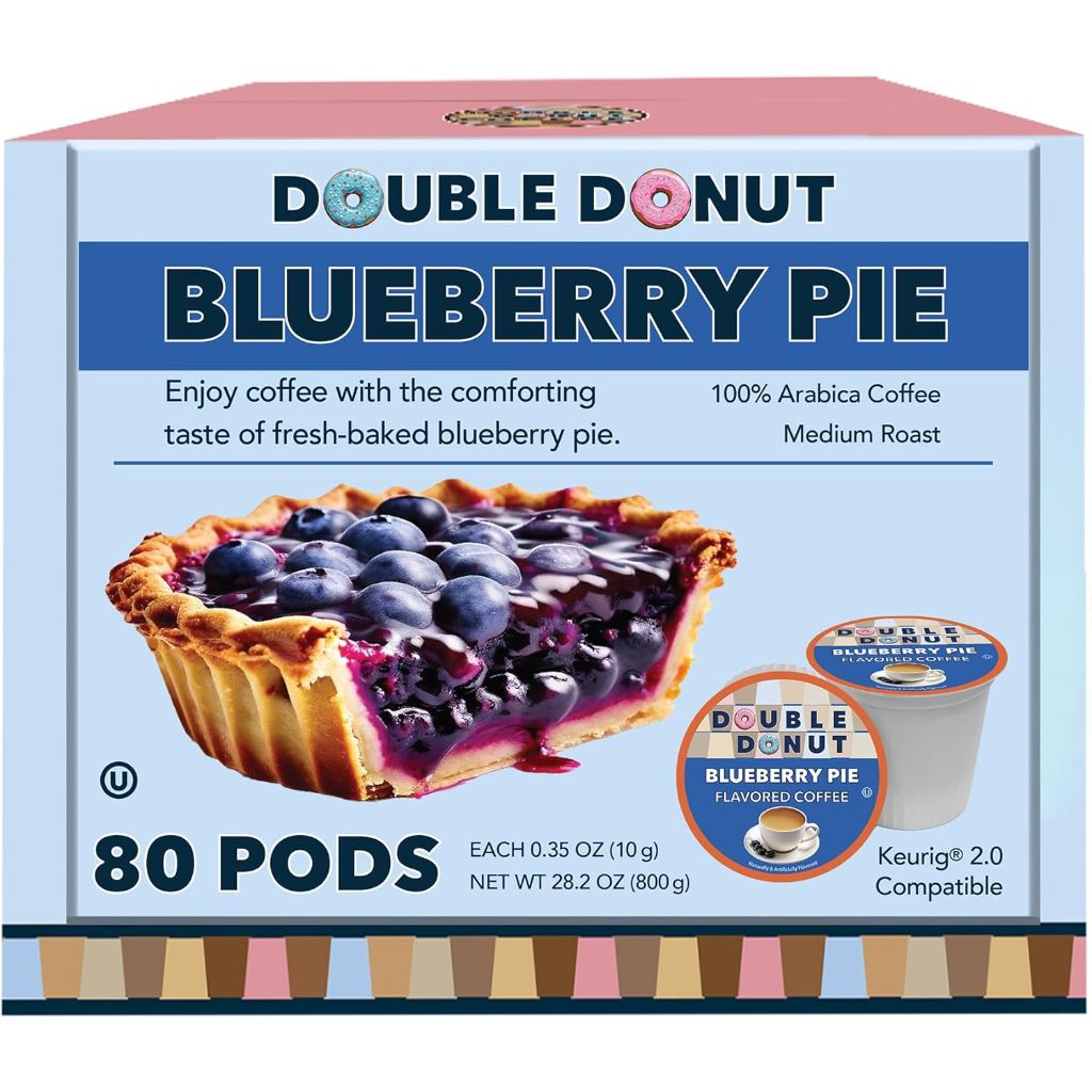 Double Donut Coffee Blueberry Pie Keurig K-Cup Coffee Pods, 80ct