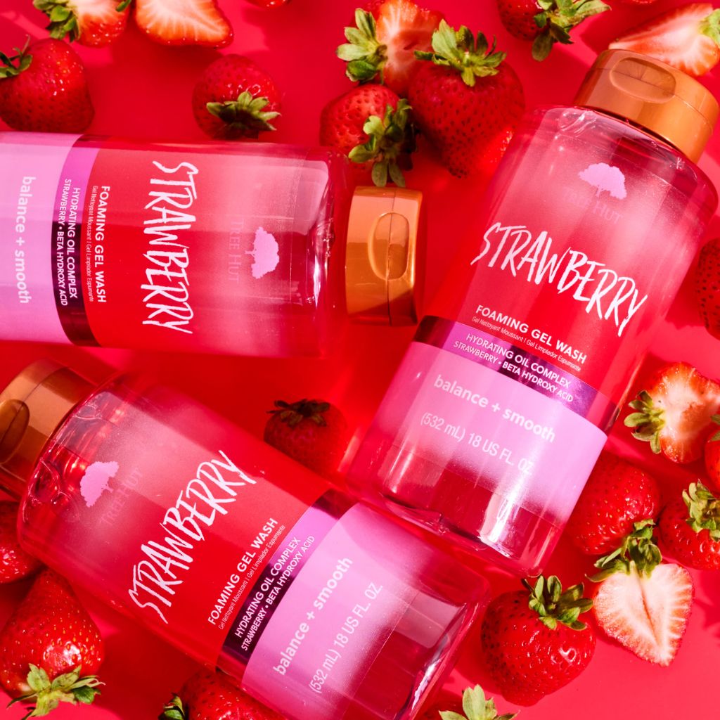 Tree Hut Strawberry Foaming Gel Wash | Made with our Hydrating Oil Complex | 18 fl oz.
