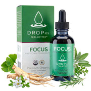 DropRX Focus Herbal Liquid Drops for Adults - Ginseng, Ginkgo Biloba, Bacopa, Rosemary & Sage - (2 fl oz)