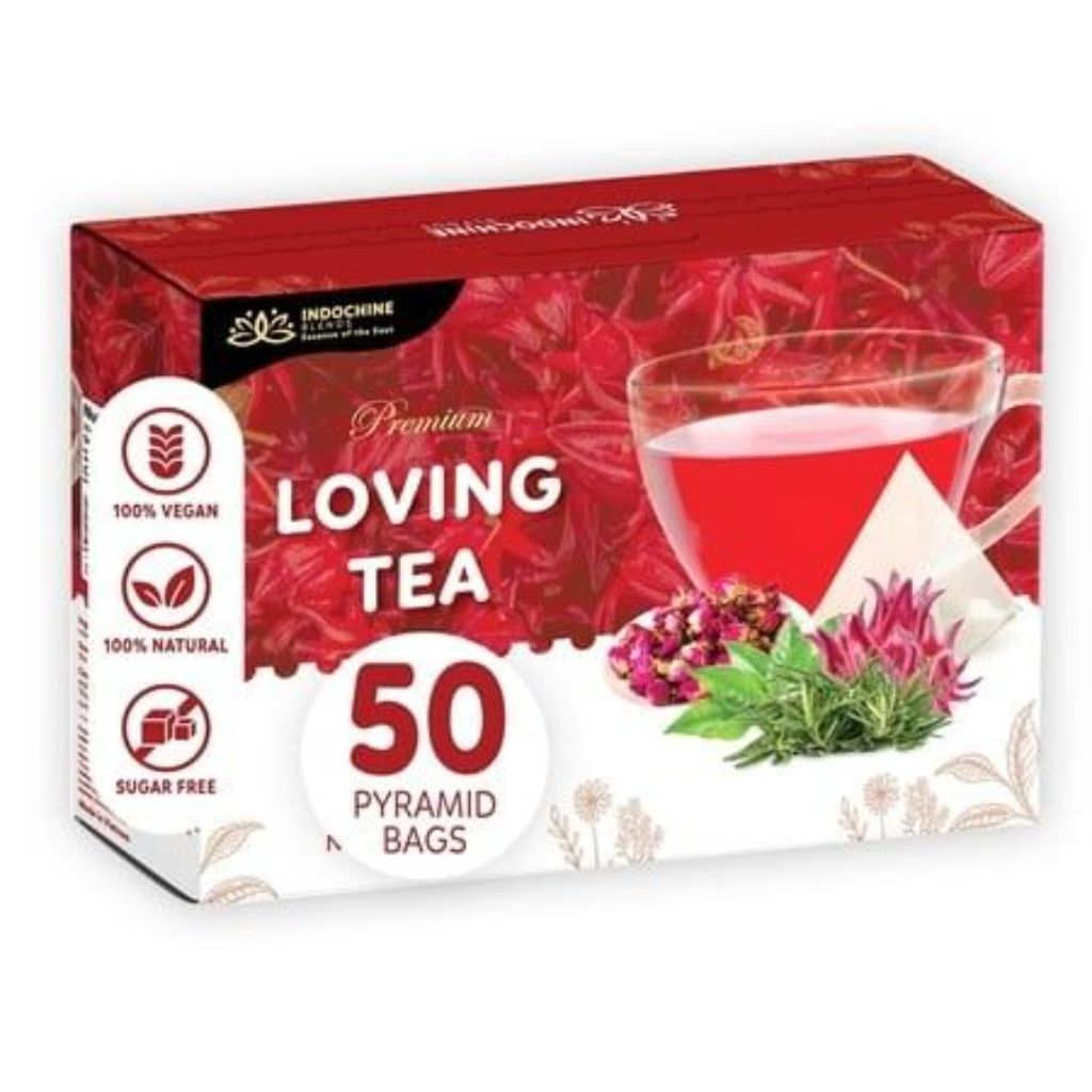 Indochine Blends Loving Tea: Hibiscus Flower, Rose, Rosemary & Black Tea - 50 Bags