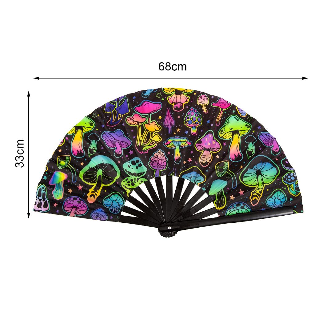 JYSILIYH Large Folding Hand Rave Fan, (Mushroom)