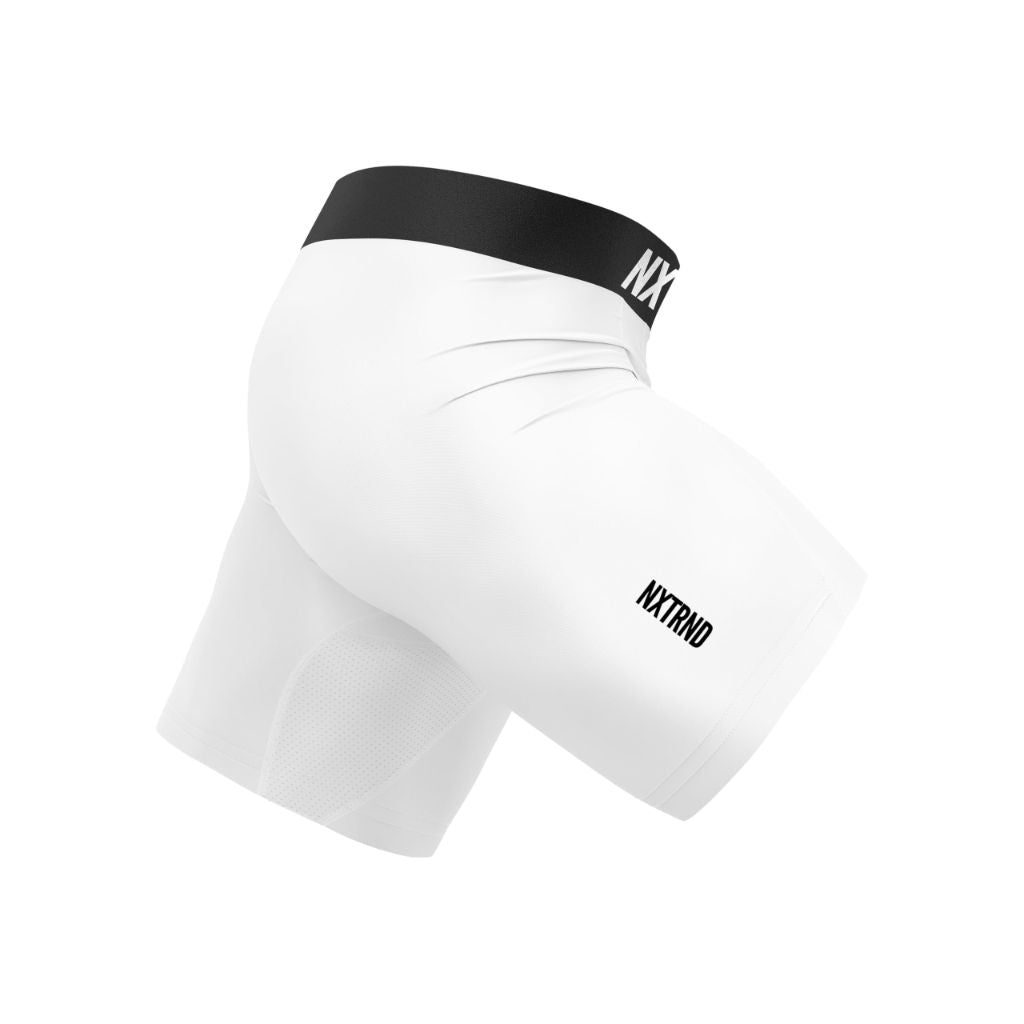 Nxtrnd Core Men's Compression Shorts - Performance Athletic Tights for Football (White, Size S)