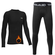 TELALEO Boys' Girls' Thermal Set Fleece Lined Underwear Set Kids Compression Shirts Athletic Sports Tops Leggings Baselayer,Shirts/Pants Set M