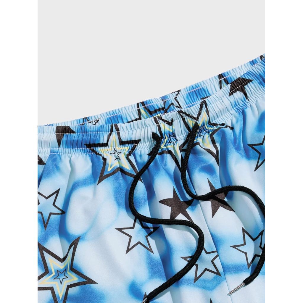 SHENHE Men's Graphics Shorts Drawstring Waist Print Workout Track Streetwear Shorts with Pocket