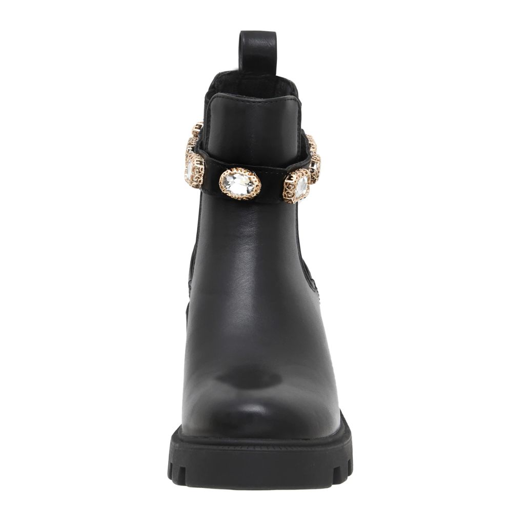 SZ 11M, CUSHIONAIRE Women's Julie chelsea boot with Jeweled strap +Memory Foam | Black