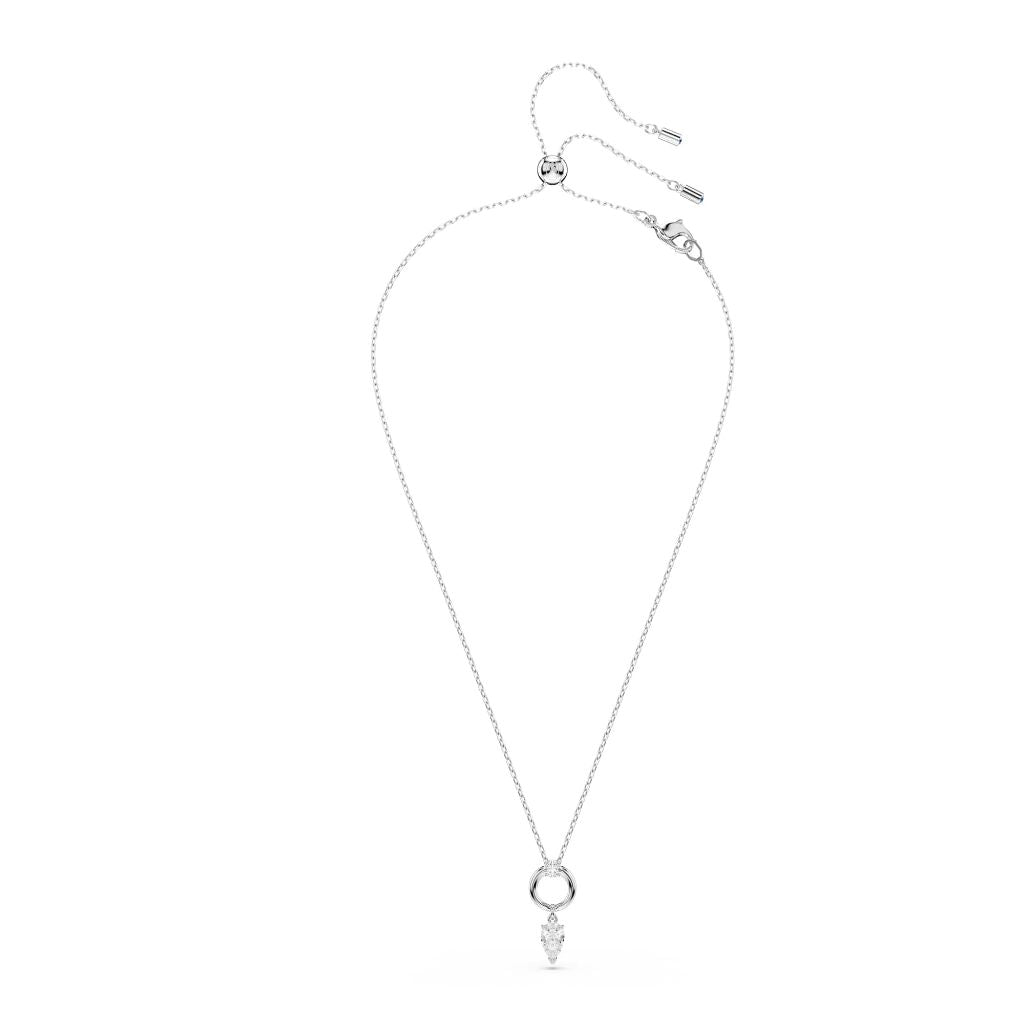 Swarovski Mesmera pendant, Pear cut - White, Rhodium plated
