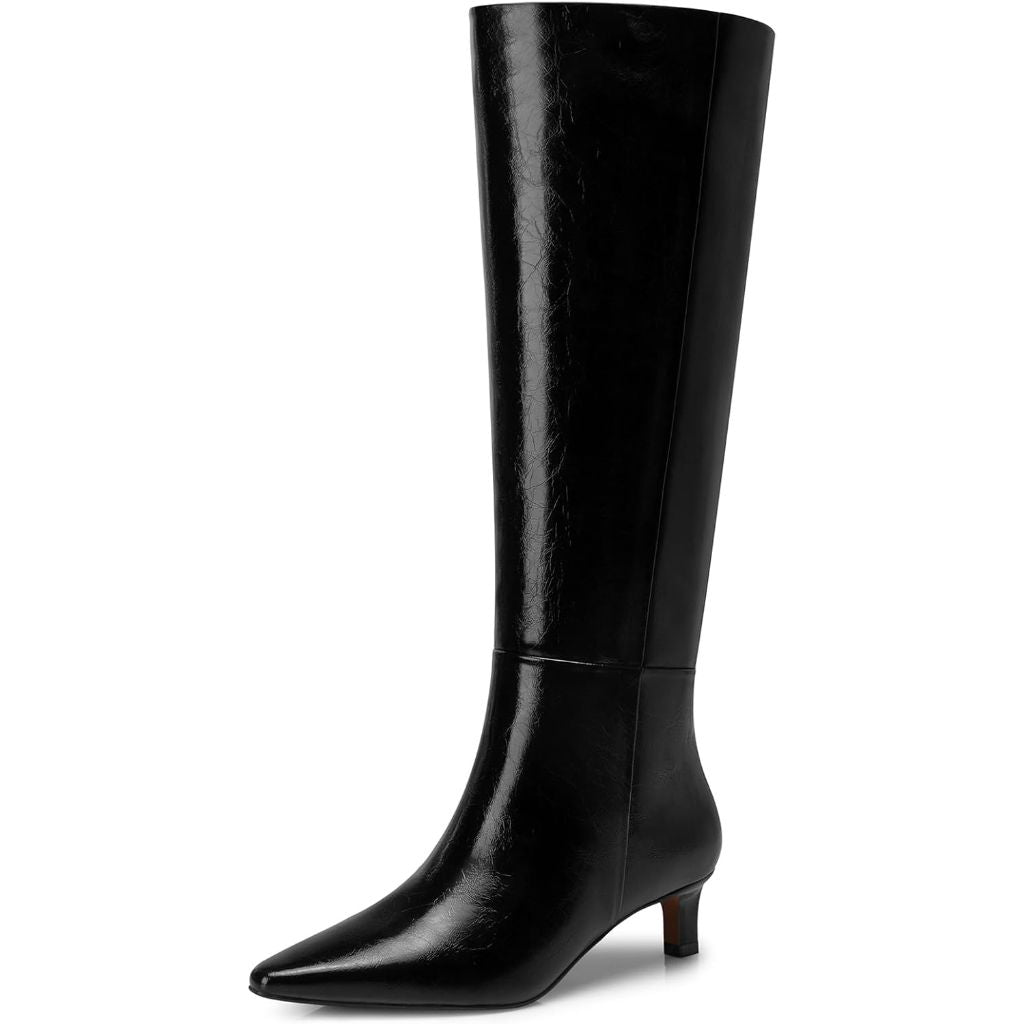 CELLENZ Women's Knee High Boots: 1.96 Inch Kitten Heel Pointed Toe Boot - Wide Calf Tall Boots for Women, 2025 Sexy Fashion Trendy Heel Boot for Work, Night out, Party