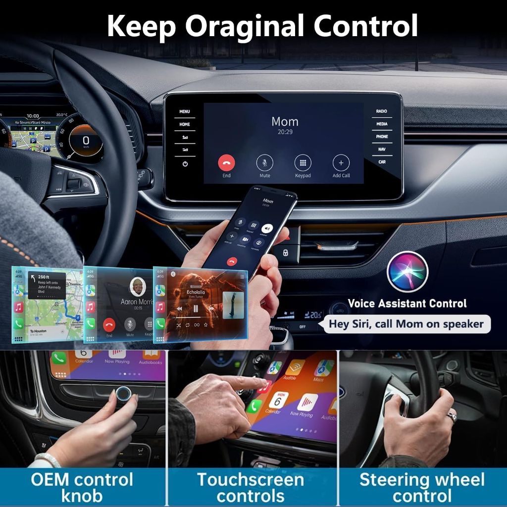 WECAMTX Wireless CarPlay & Android Auto Car Adapter 2 in 1 for Wired Cars