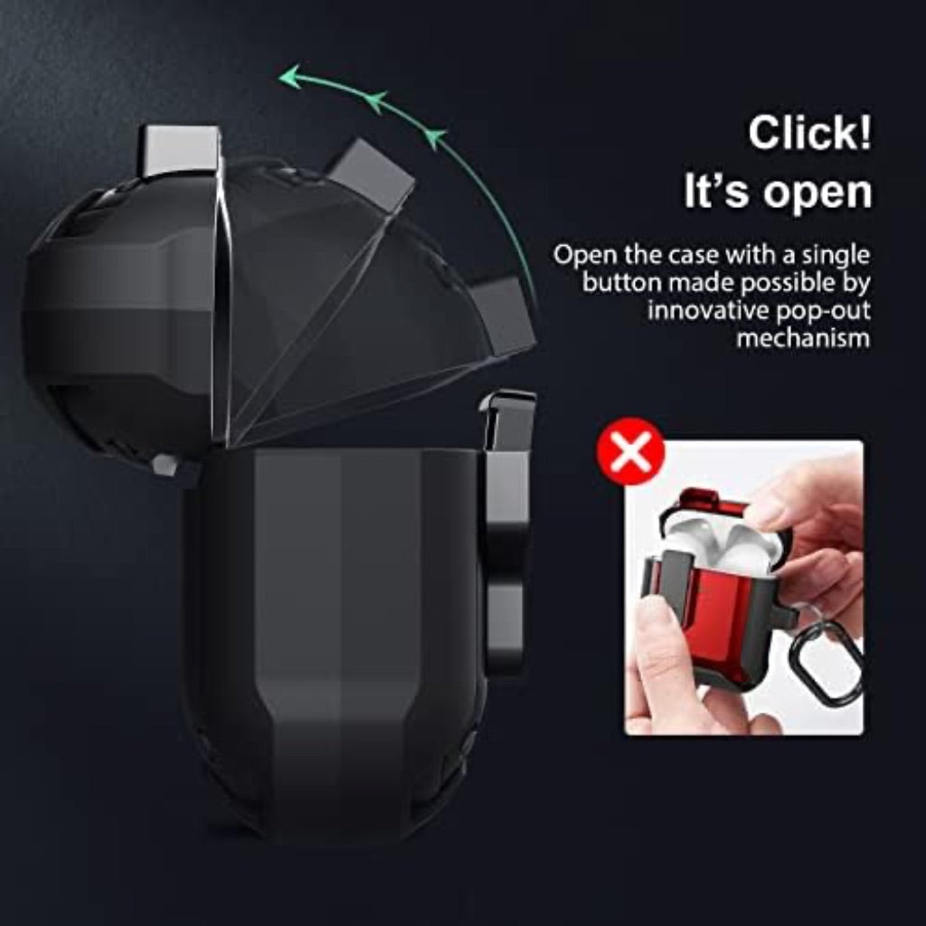 Nillkin for Airpods 3 Case Cover with Secure Lock, One Press Auto Pop,Military Grade Armor Solid, Full-Body Hard Shell Protective Cover with Keychain for AirPod 3rd Generation 2021 case