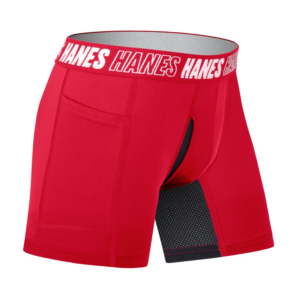 Hanes Boy's Moves Long Leg Boxer Brief, Anti-Chafe Underwear, for Boys, Assorted, 6-Pack, XL