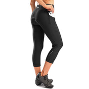 Bikewa Women's 4D Padded Bike Pants High Waist Cycling Shorts Bicycle Capris 3/4 Biking Tights with Zipper Pockets(Black,XL)