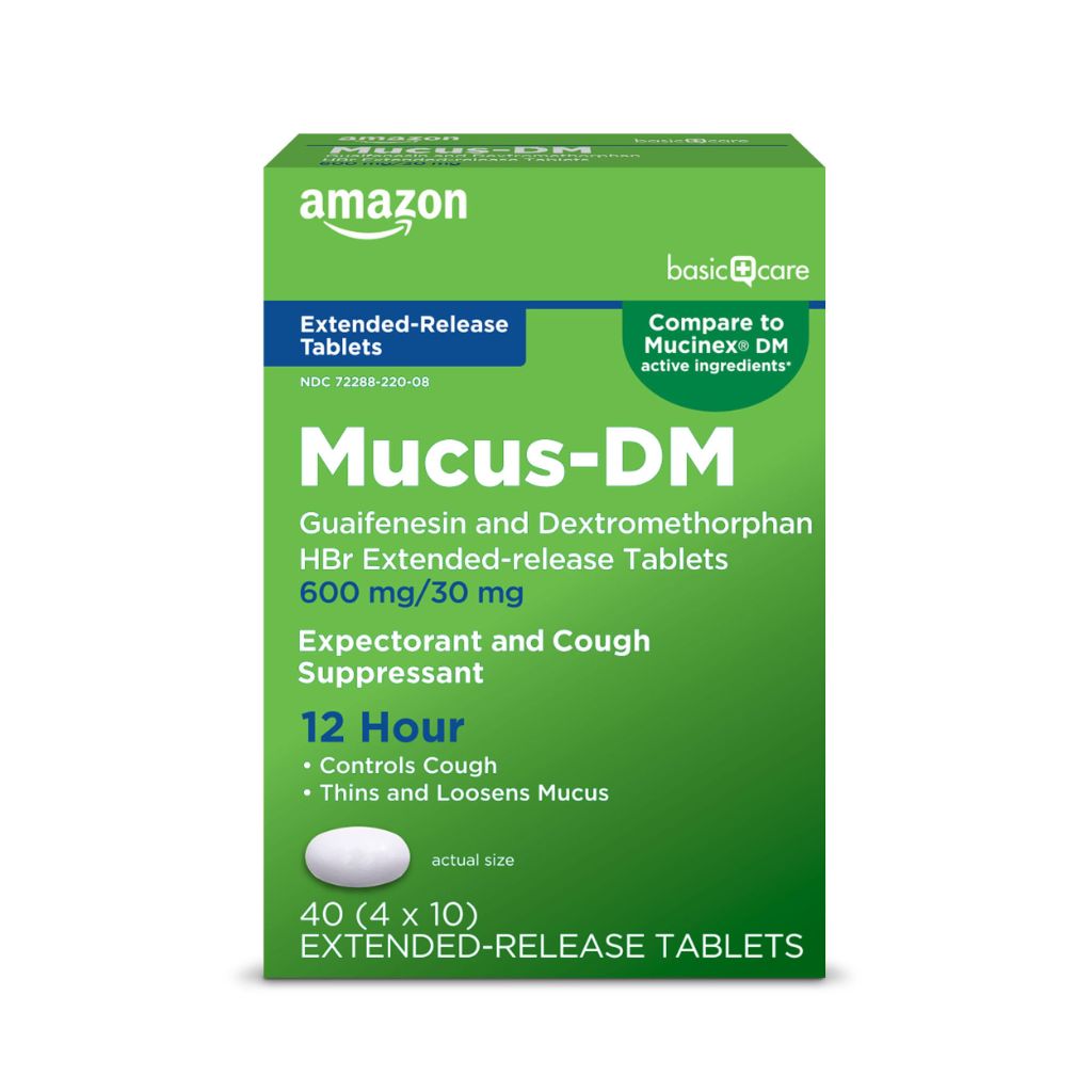 Amazon Basic Care Mucus Relief DM, 12 Hour Chest Congestion & Cough Relief, 600 mg/30 mg, 40 Count (Pack of 1) (Packaging may vary)