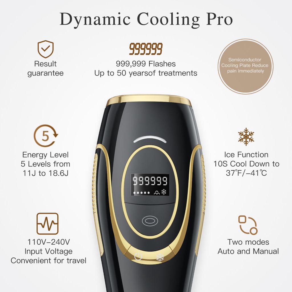 Bop Bliss IPL Hair Removal Device with Dynamic Cooling Protection - Black/Gold