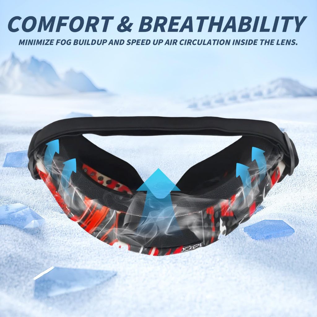 ActHose Motorcycle Motocross Goggles (Red White Black Frame and Red Lens)