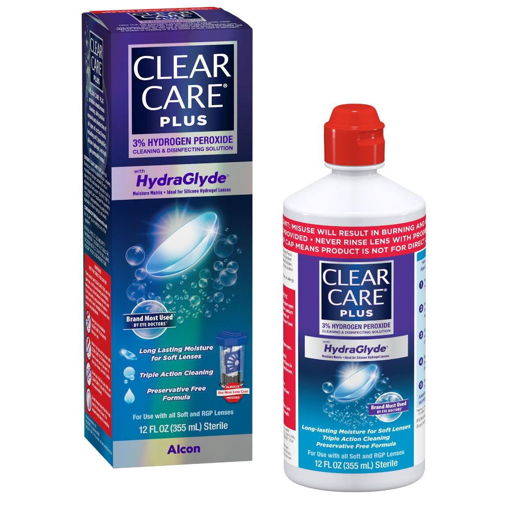 Clear Care Plus Cleaning & Disinfecting Contact Lens Solution with Lens Case, Clear, 12 Fl Oz