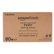 AmazonFresh 80 Ct. Organic Fair Trade K-Cups, Peru Medium Roast, Keurig K-Cup Brewer Compatible