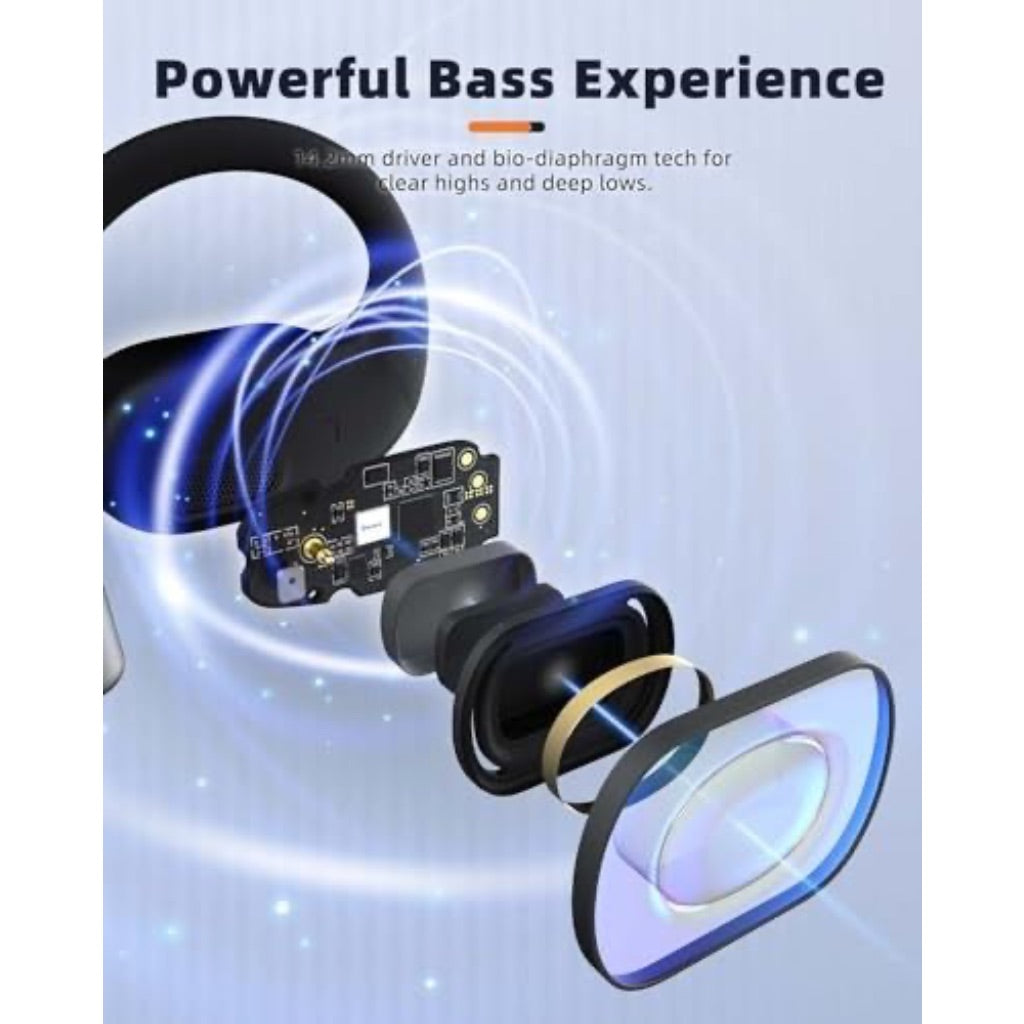 LovinFive Open Ear True Wireless Earbud Headphones w/Charging Case - Black