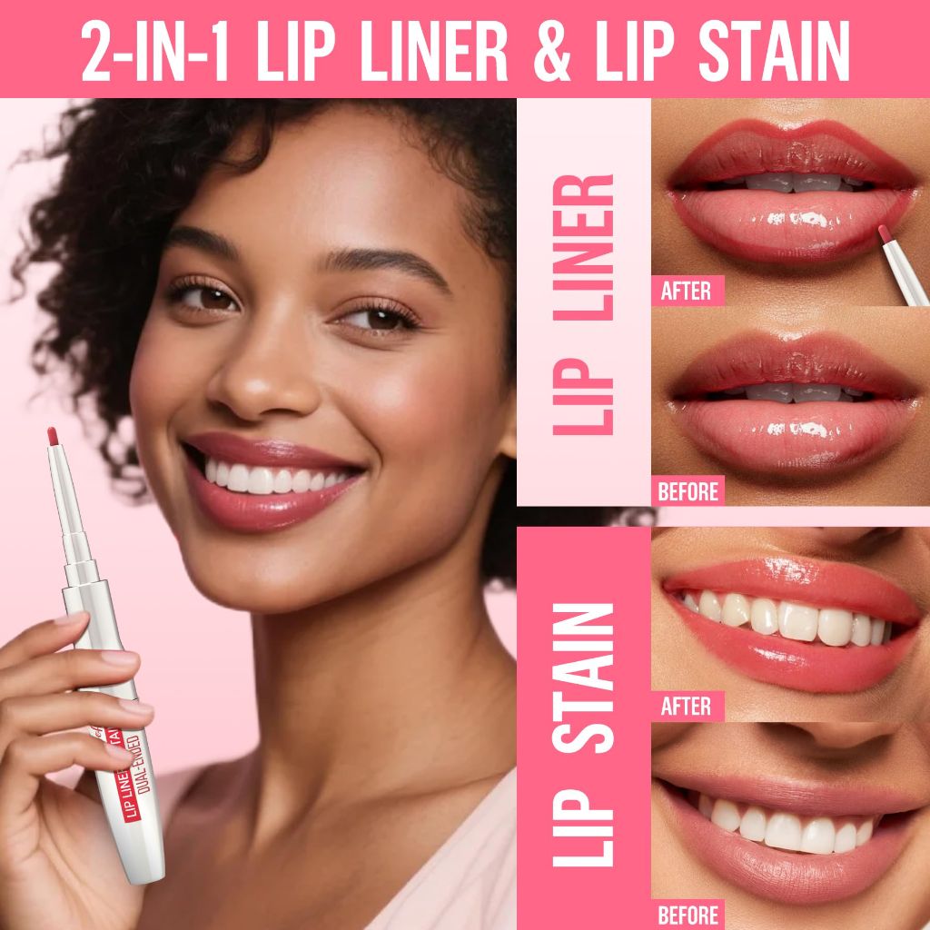 IMethod Lip Liner Stain - Lip Stain, 2-In-1 Dual-Ended Peel Off Lip Stain with Tweezer, Mauve