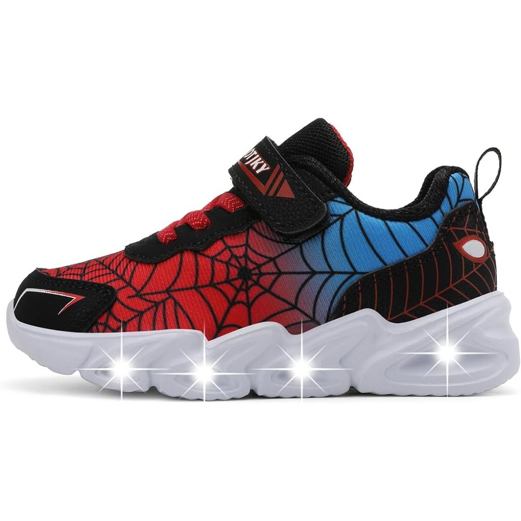 SZ 11.5T  Amzounoy Little Boys Spiderman Light up Shoes Lightweight  Red/blk.