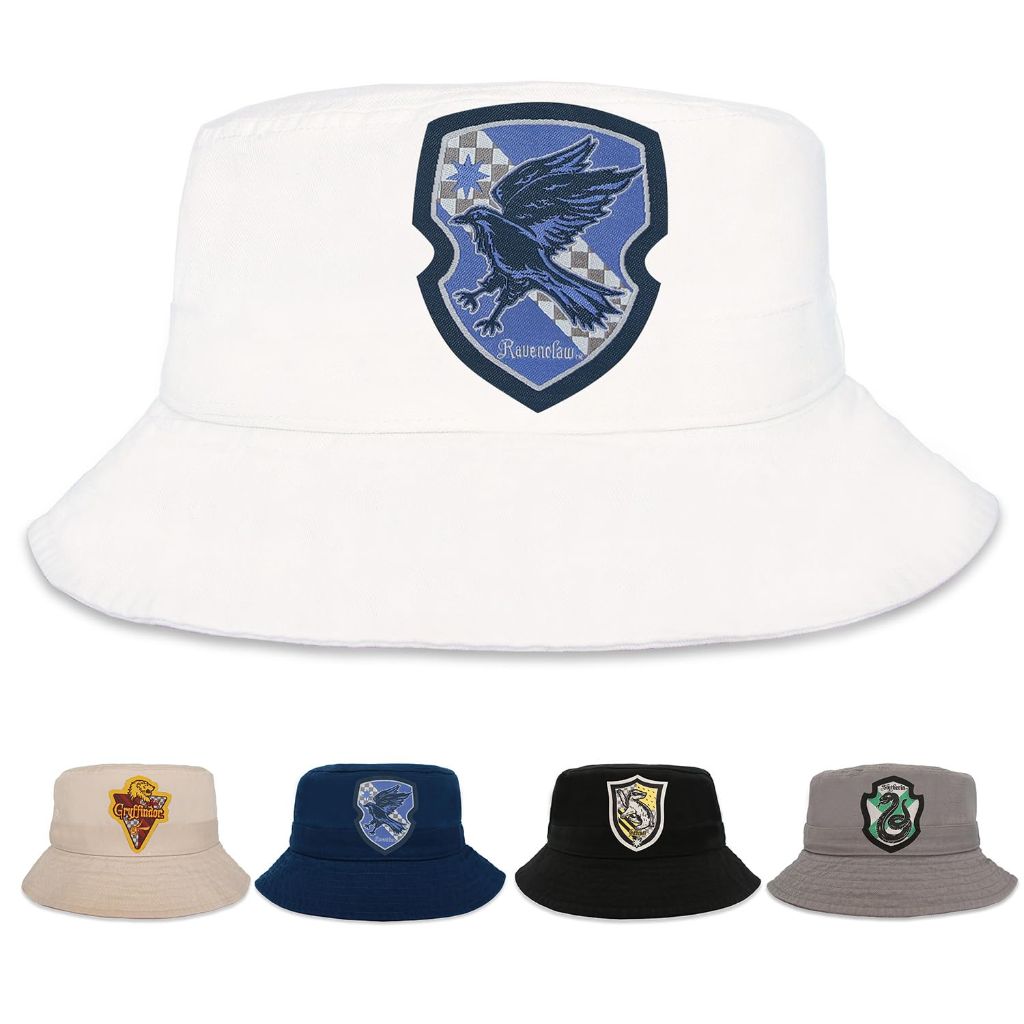 Harry Potter Bucket Hat for Kids, Boy and Girl Sun Hat Kid Ages 4-7 and Big Kids 7-14 | White | Ravenclaw