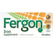 Fergon High Potency 27mg Ferrous Gluconate Iron Supplement - 100 Tablets