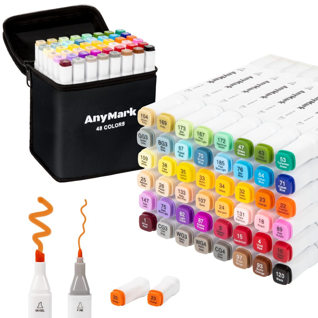 AnyMark 80 Colors Alcohol Markers, Dual Tip Art Coloring Markers