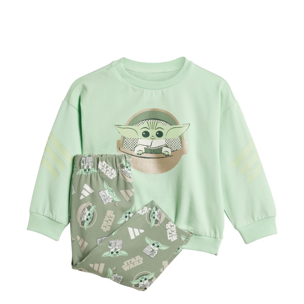 adidas Infants x Star Wars Mandalorian Sportswear Jogger Set - Mist Jade/Cyber Metallic, 3mos.