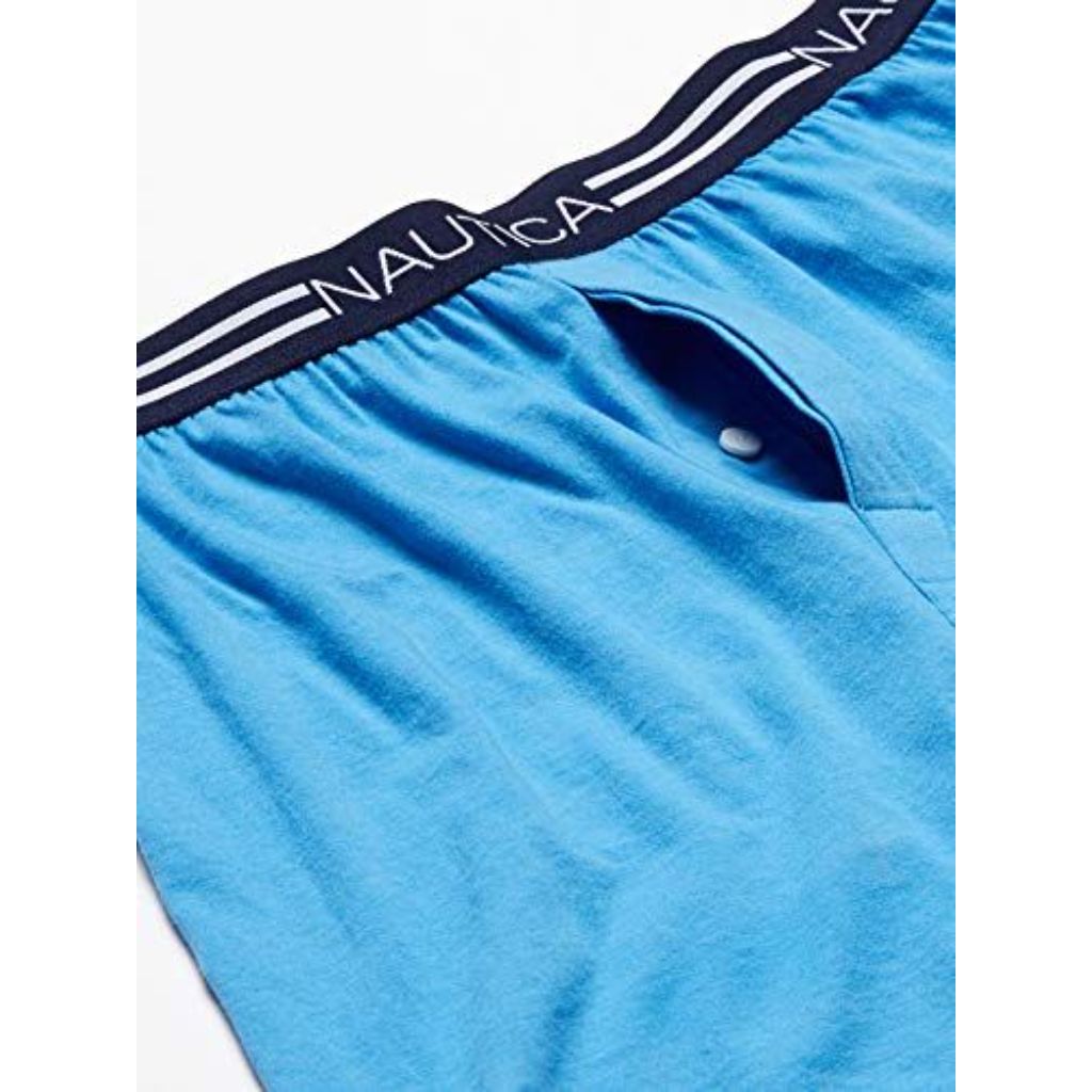 Nautica Men's Classic Cotton Loose Knit Boxers - Peacoat/Aeroblue/Nautred/Sail Black, Size Large (4 Pair)