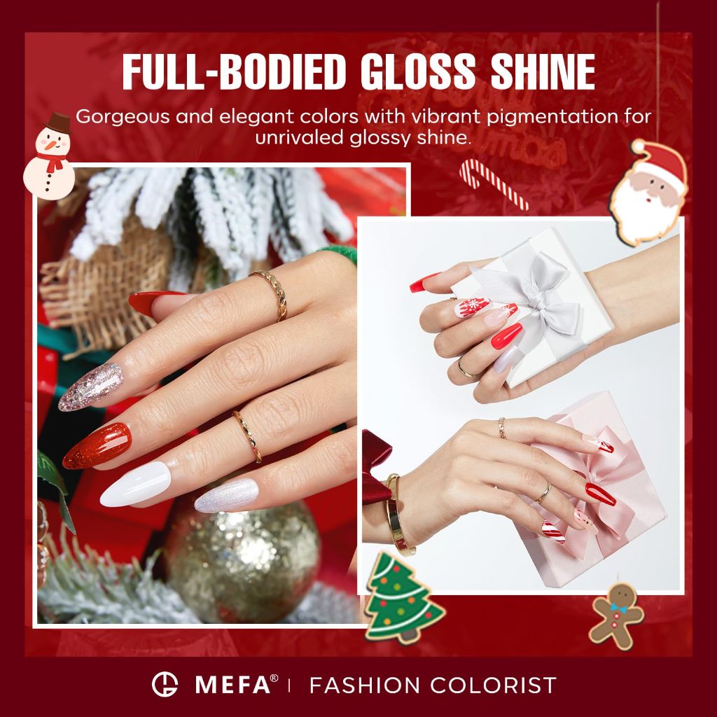 MEFA Red Gel Nail Polish Set 6 Colors