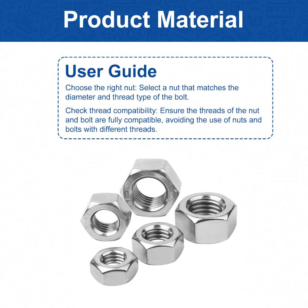 QISHENG 100 PCS M6-1 Stainless Steel Metric Hex Nuts,Stainless Steel 18-8 A2(304) Nut,Home Nut