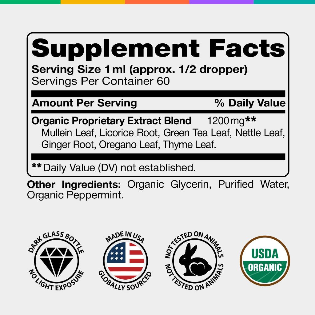IQ BIOLOGY Mullein Drops for Lungs - USDA Organic Mullein Supplement with Arjuna 2 oz