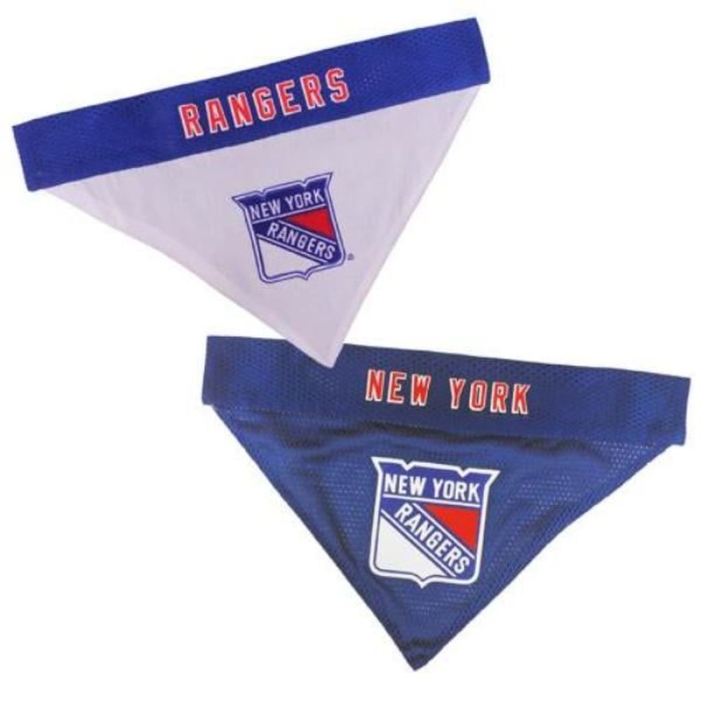 Pets First NHL New York Rangers Bandana! NEW Reversible Pet Bandana - 2 sided Premium Bandanna