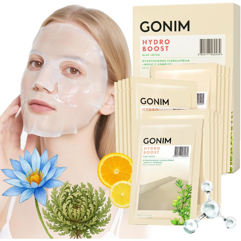 GONIM Hydro Boost Face Mask with Hyaluronic Acid Serum & Blue Lotus - 15ct.