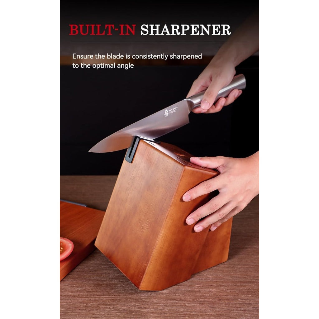 Tuo 16 Piece Knife Block Set with Sharpener, High Carbon Stainless Steel Blades