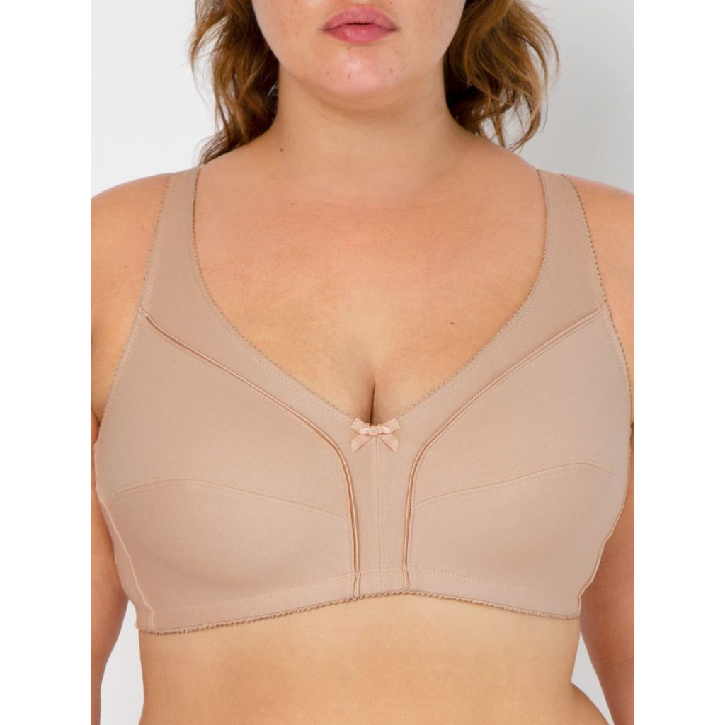 SZ 40B, Fruit of The Loom Women's Seamed Unlined Wirefree Full Coverage Bra, White/Sand