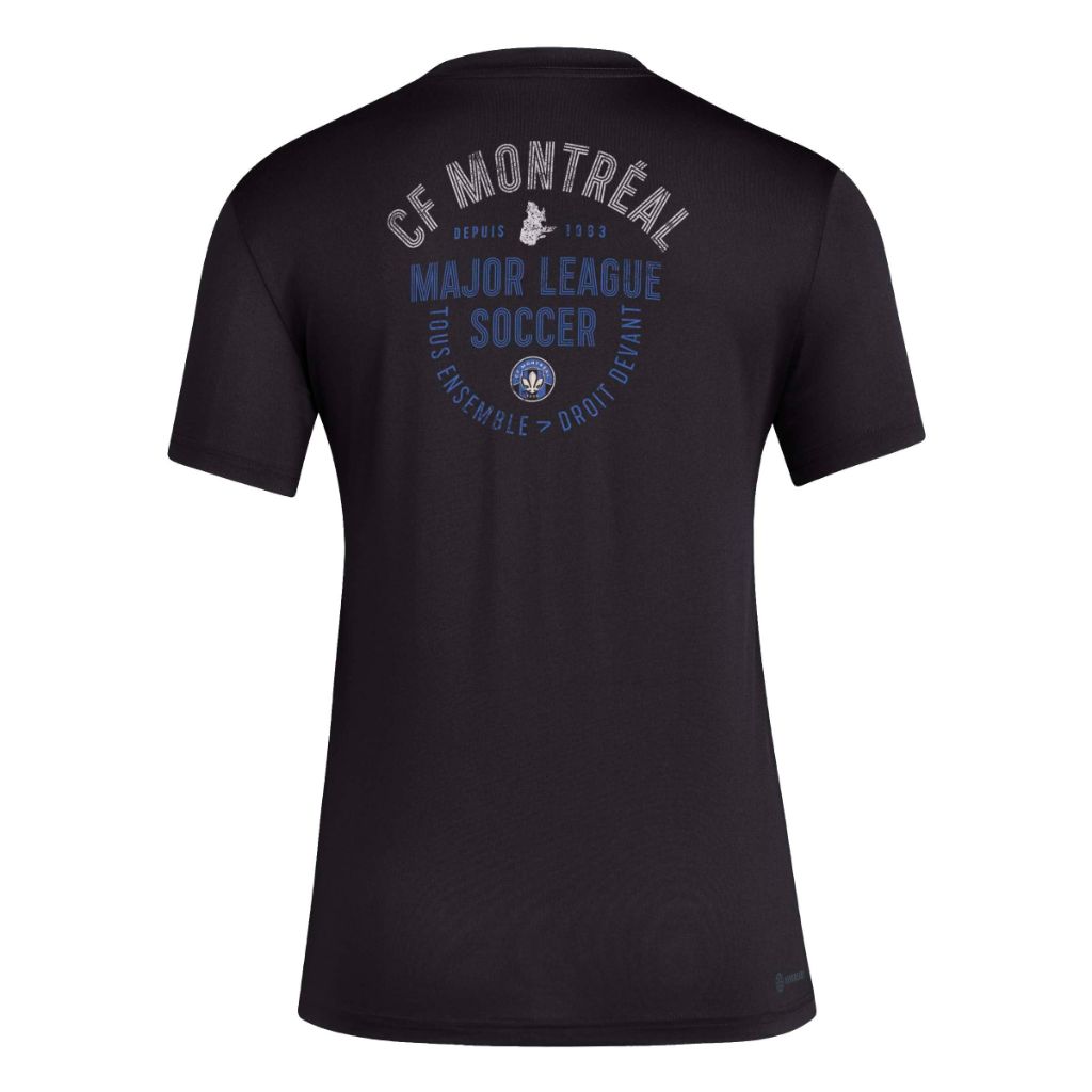 Adidas Women's CF Montreal Local Stoic Short Sleeve Pre-game T-shirt, Black, X-Large