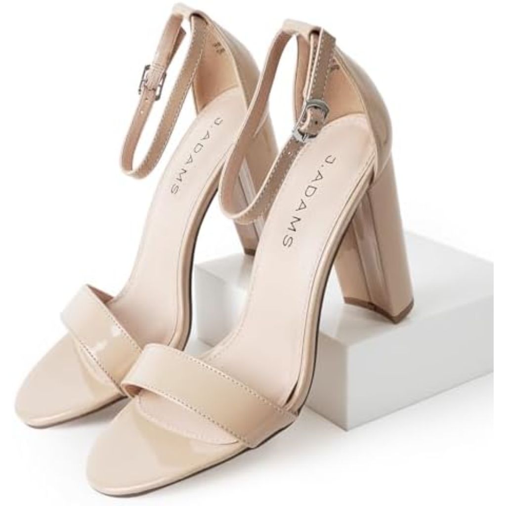 J. Adams Women's Shirley Ankle Strap Heels - Beige Patent, Size 7