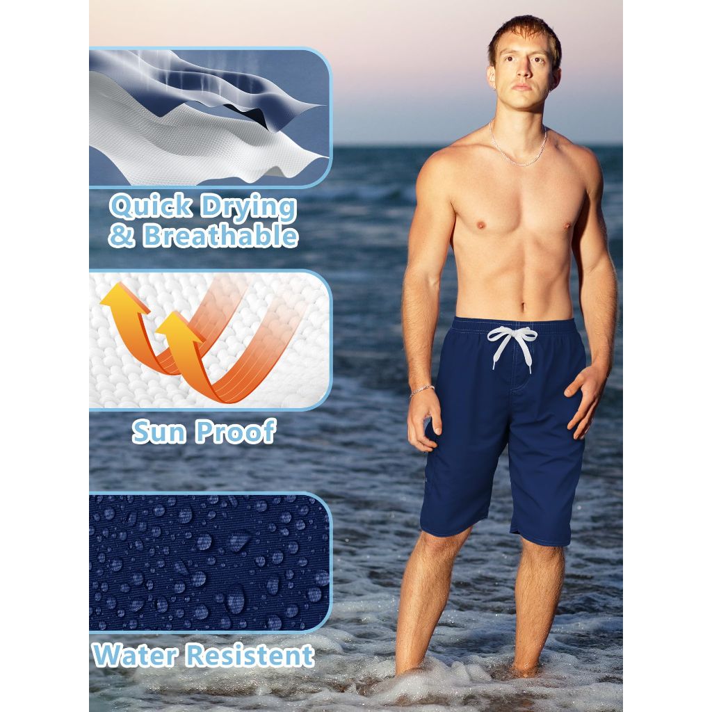 NIMeng Mens Swim Trunks Navy Blue