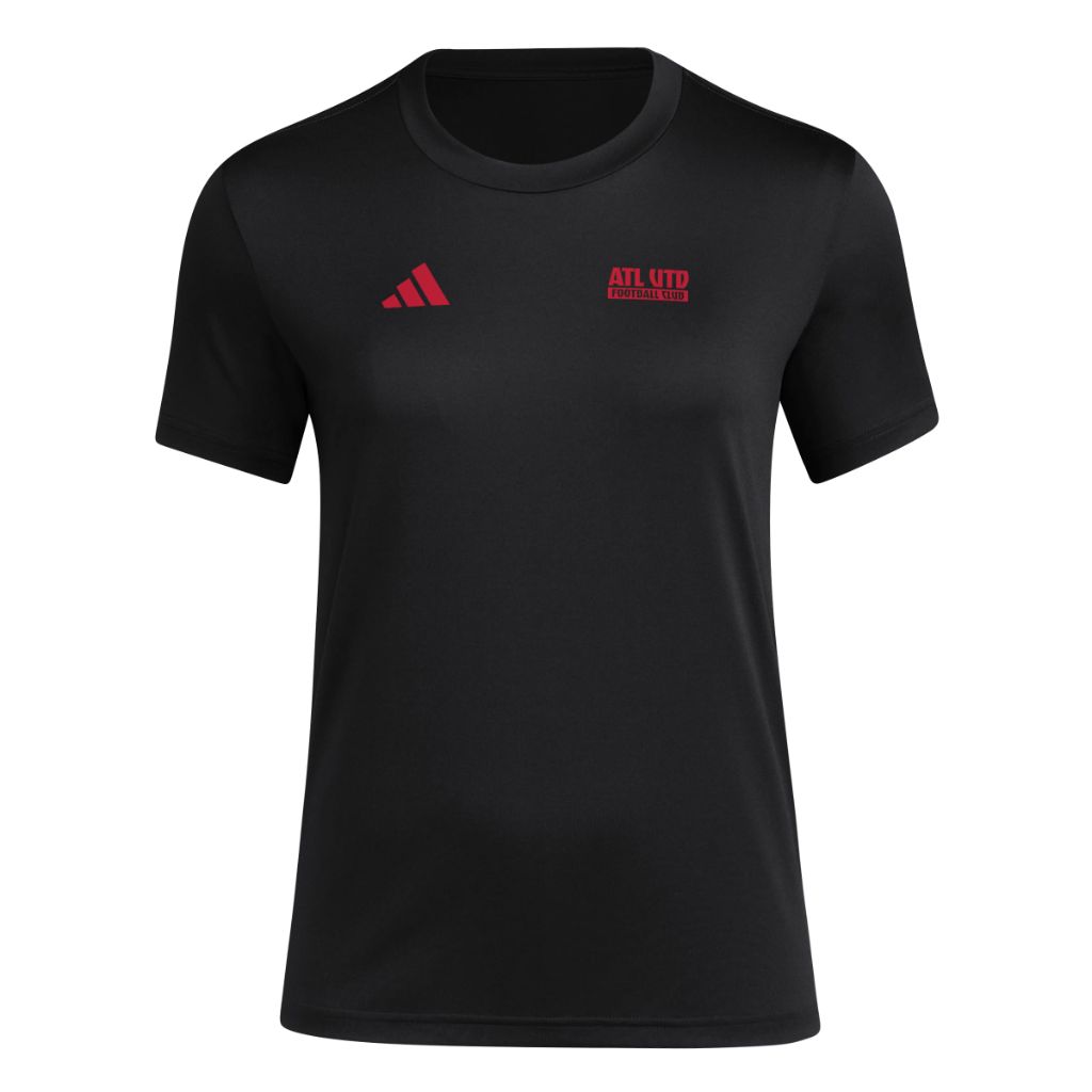 Adidas Womens Atlanta United Pre-Game Short Sleeve Soccer T-Shirt,Black/Atlanta United,X-Large