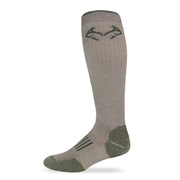 Realtree Men's Heavyweight Merino Wool Tall All Season Boot Socks - Tan/Olive, Medium (1 Pair)