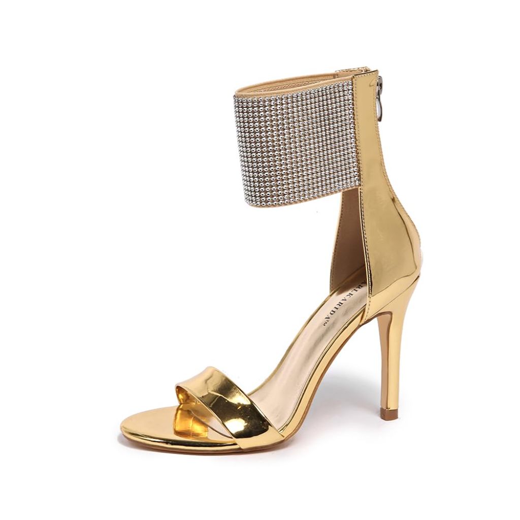 CARLKARIDA Women's High Heel Sandals, Gold - size 11