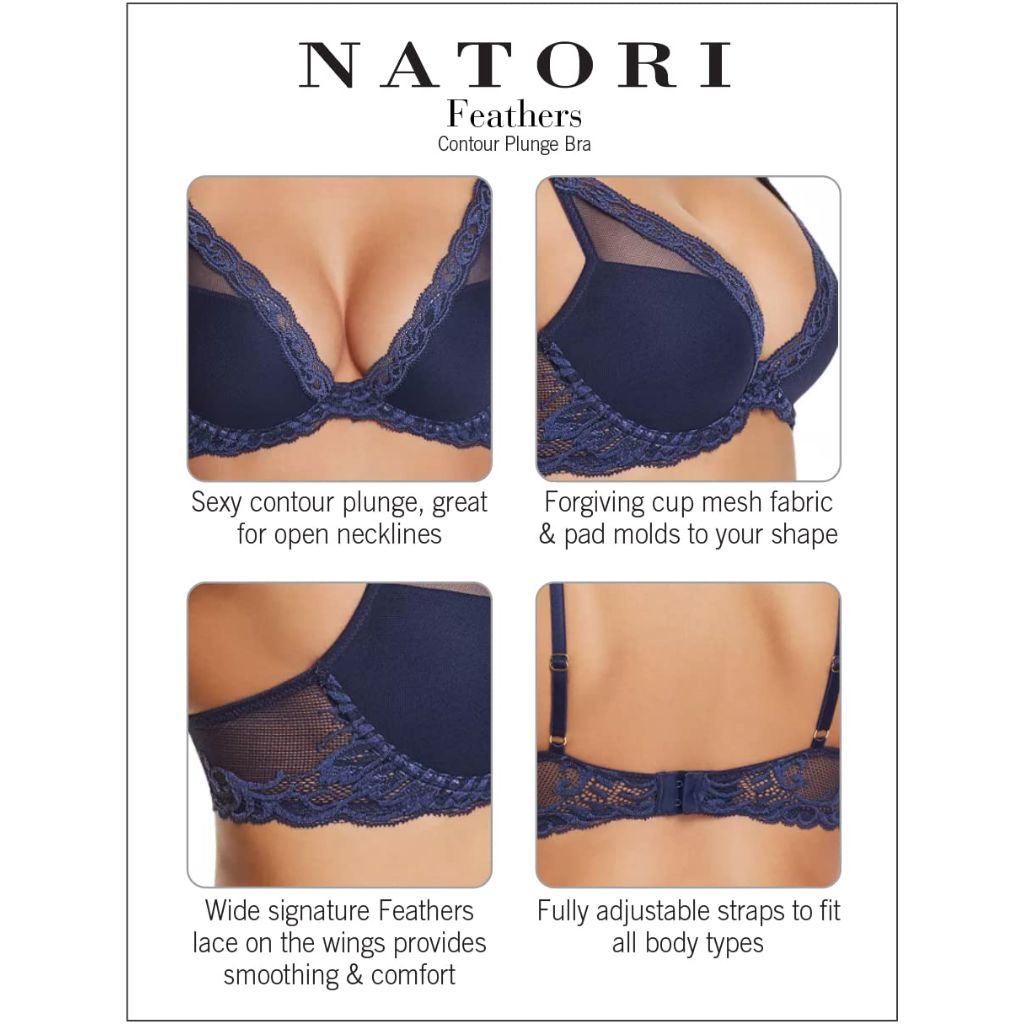 SZ 38C, Natori Women's Feathers Contour Underwire Plunge