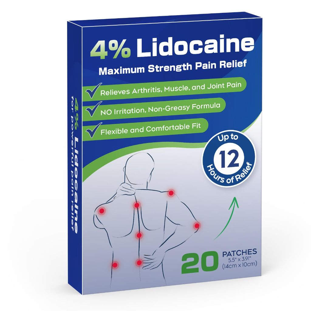 Uposiut 4% Lidocaine Patches - 20 Count Maximum Strength Lidocaine Patches