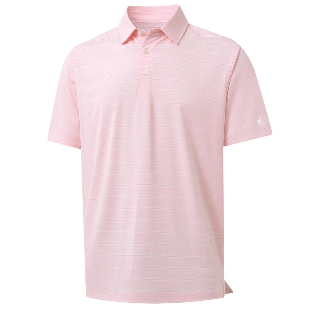 Michel Rouen Men's Dry Fit Golf Shirt, 2XL, Light Pink Stripe