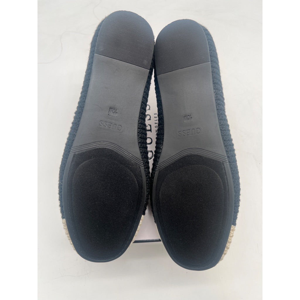 Guess Women's Maysa Crochet Knit Mary Jane Flats, Size 10, Black/White