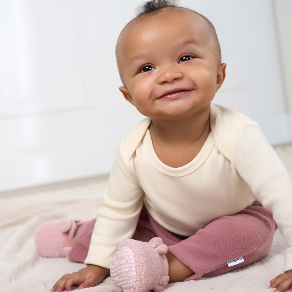 Gerber Baby Girls 4-Pack Microfleece Pants Leggings, Pink, 18 Months