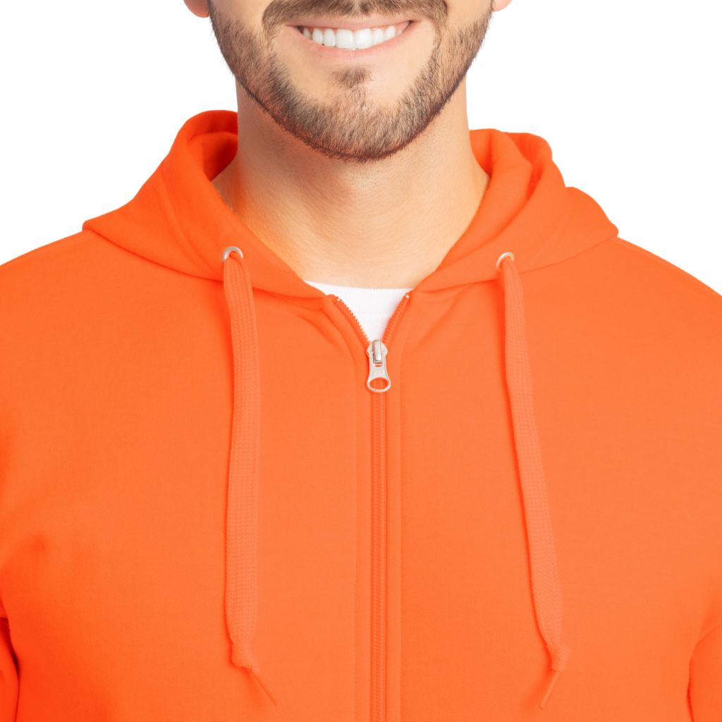 Fruit of the Loom Unisex Adult EverSoft Fleece Full Zip Hoodie Sweatshirt, Safety Orange, Small